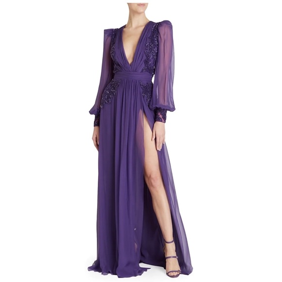 Zuhair Murad Dresses & Skirts - ZUHAIR MURAD BEADED V-NECK GOWN